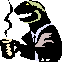 Clipart of lizard drinking coffee