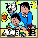 A clipart of helping a child with homework